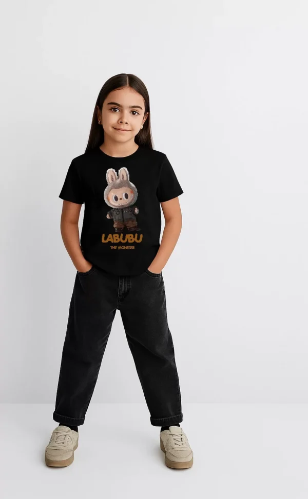Kız Labubu Çocuk Baskılı T-Shirt - Siyah - Görsel 2