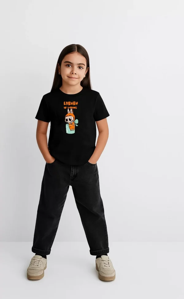 Kız Labubu Çocuk Baskılı T-Shirt - Siyah - Görsel 2
