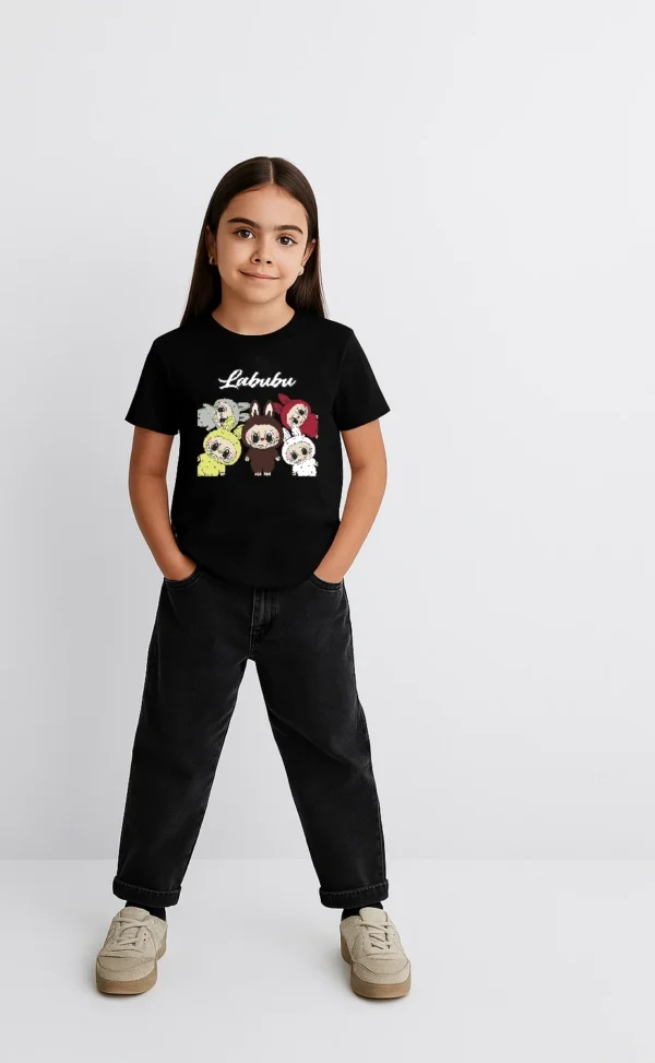 Kız Labubu Çocuk Baskılı T-Shirt - Siyah - Görsel 2
