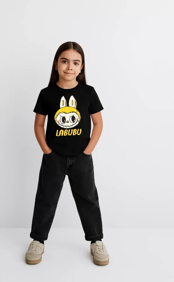 Kız Labubu Çocuk Baskılı T-Shirt - Siyah - Görsel 2