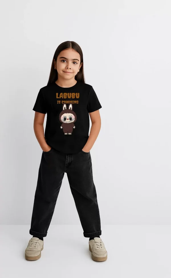 Kız Labubu Çocuk Baskılı T-Shirt - Siyah - Görsel 2
