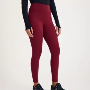 Nonofit Yüksek bel Düz Sporcu Tayt - Bordo