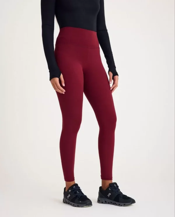 Nonofit Yüksek bel Düz Sporcu Tayt - Bordo