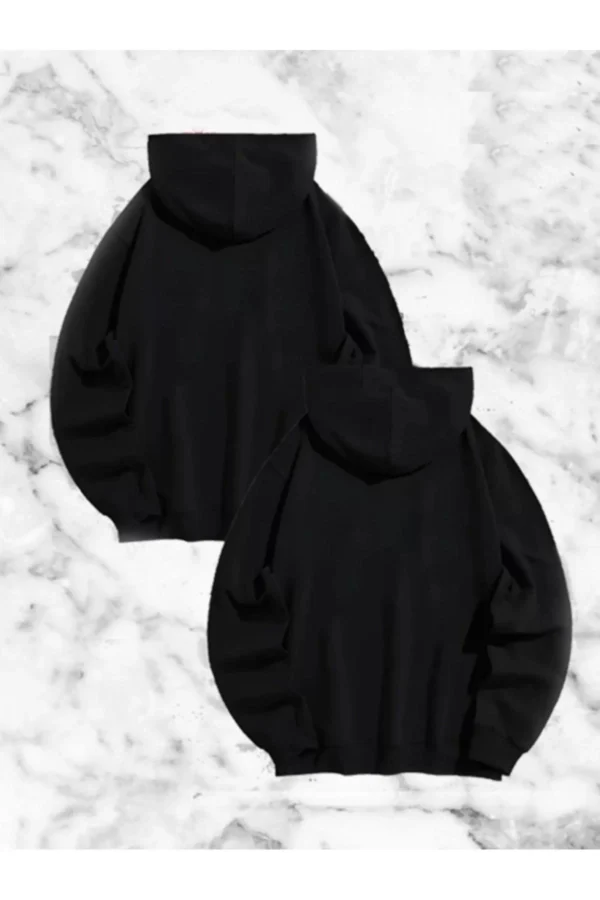 Örümcek Baskılı Sevgili Çift Kombini Kapüşonlu Sweatshirt & Hodie - Siyah - Görsel 2