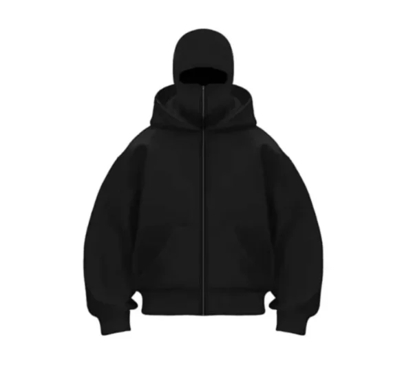 Samuray ZIP Fermuarlı Kapüşonlu SweatShirt- Siyah - Görsel 2