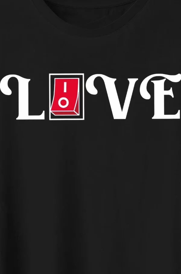 Sevgililer Günü İçin Özel Tasarım Love Baskılı T-shirt - Siyah - Görsel 2