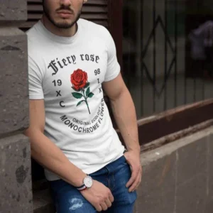 Erkek Bisiklet Yaka Baskılı Oversize T-Shirt - Beyaz