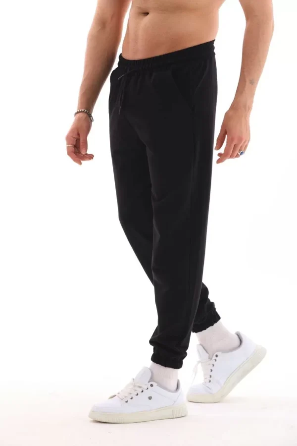Unisex İki İplik Eşofman Altı - Siyah - Görsel 2