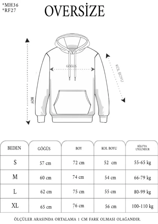 Double Oversize Kapşonlu Nakışlı SweatShirt - Füme - Görsel 2