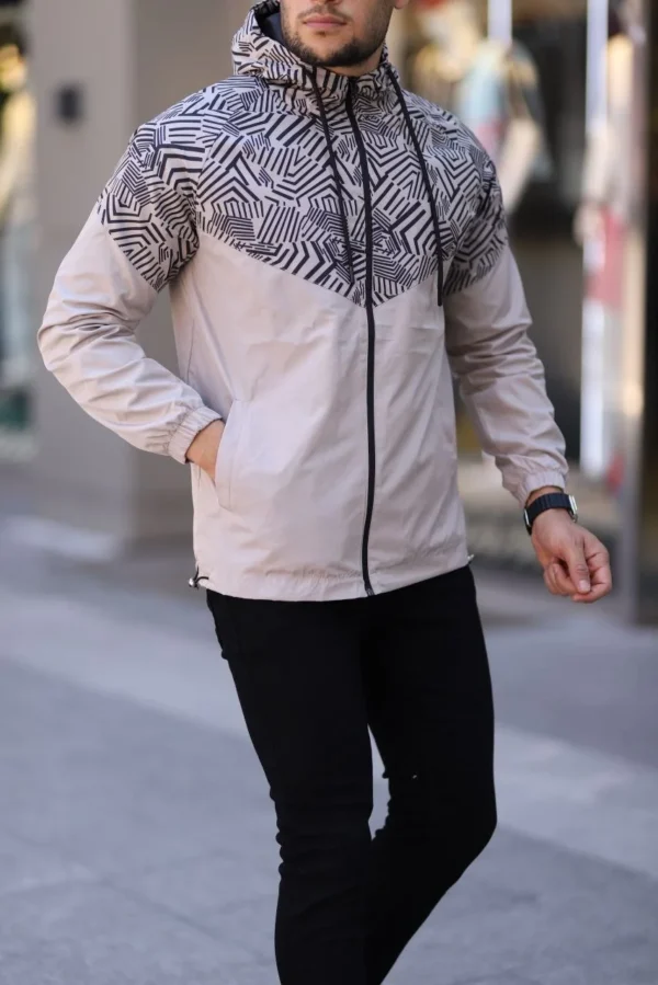Unisex Kapüşonlu İçi Astarlı Yağmurluk - Bej - Görsel 2