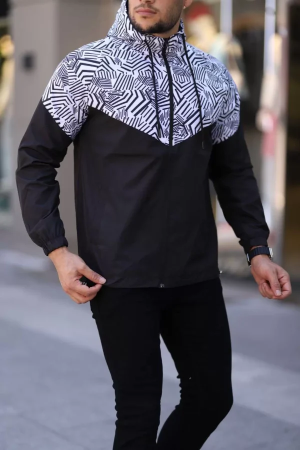 Unisex Kapüşonlu İçi Astarlı Yağmurluk - Siyah - Görsel 2