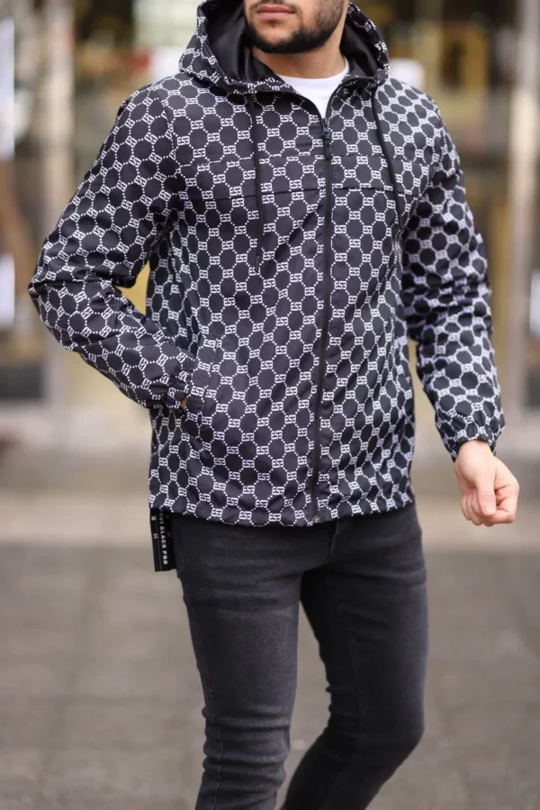 Unisex Kapüşonlu İçi Astarlı Yağmurluk - Siyah - Görsel 2