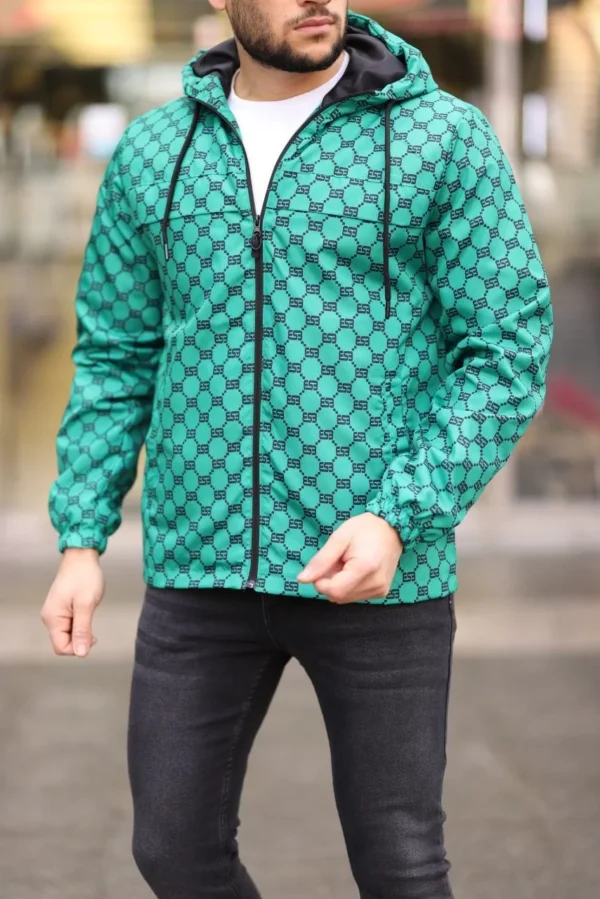 Unisex Kapüşonlu İçi Astarlı Yağmurluk - Zümrüt - Görsel 2