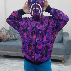 Unisex Pubg Bape x Shark Hoodie - Mor
