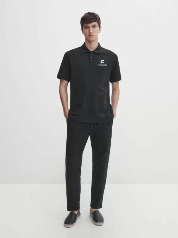 Yakası Düğmeli Yakalı Pike Baskılı T-Shirt - Beyaz - Görsel 2