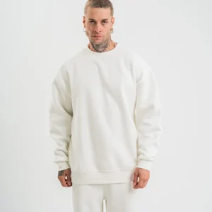 Uzun Kol Bisiklet Yaka Basic SweatShirt - Beyaz