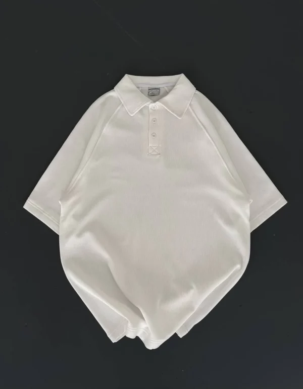Yakalı Patlı Kısa Kol T-shirt - Beyaz - Görsel 2